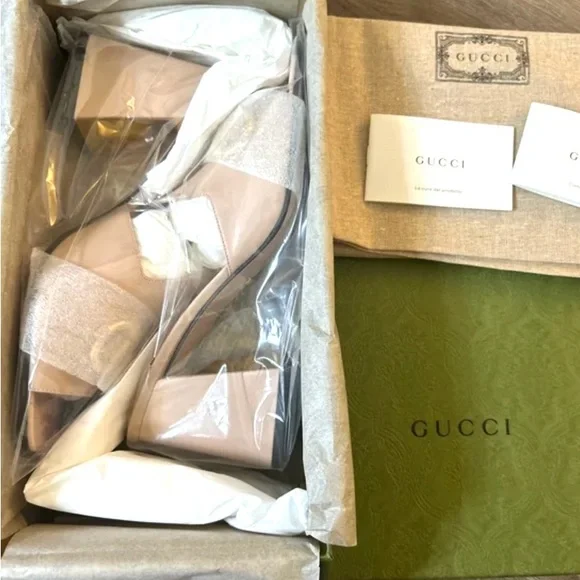 Gucci Pink & Gold-Tone Horsebit Mules - size 41 new - Picture 9 of 11